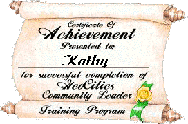 Certificate of Achievment from GeoCities Heartland Community Leader Training Program