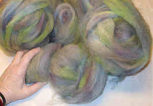 strips of teased roving