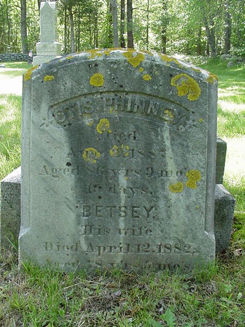 Headstone of Otis and Betsey (Bradford) Phinney