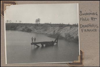 443rd Bomb Squadron, swimming hole at Damparis, France, 1945