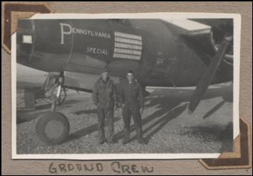 Ground crew in front of battle number 55 PENNSYLVANIA SPECIAL. 42-95769