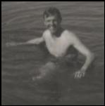 Riebe at Damparis swimming hole, France, 1945