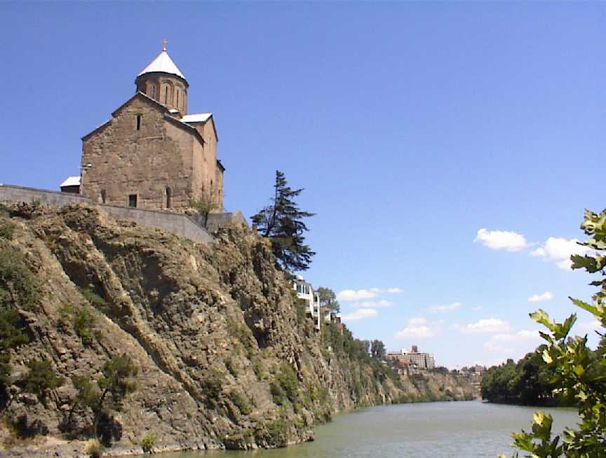 Metekhi Cathedral, down the Mtkvari River.