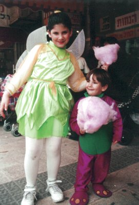 Shira and Yovel in downtown Beer Sheva at Purim