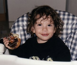 Yovel enjoying a doughnut