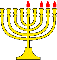 menorah with three candles lit