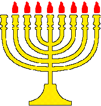 menorah with seven candles lit