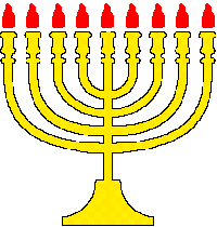 menorah with eight candles lit