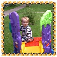 Playing on my new Pooh Playhouse!!