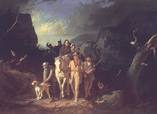 Daniel Boone Escorting Settlers through the Cumberland Gap