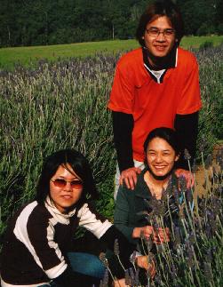 At the lavender farm. From left: Shu Jing, me and Gump