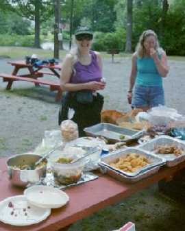 Phyllis Stein, Dianne Campos and a table full of goodies!