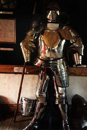 bronze colored suit of armor - full length view