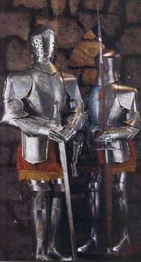 2 knights with swords in silver armor