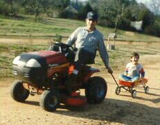 mowing/playing