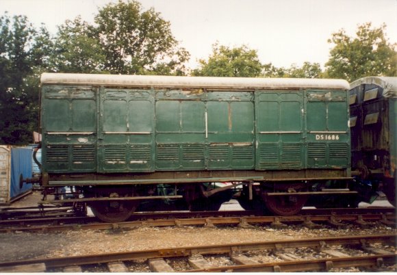 Ventilated Goods Van behind carriage sheds at Horsted Keynes