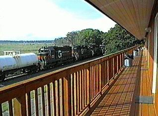 Train Behind Hotel