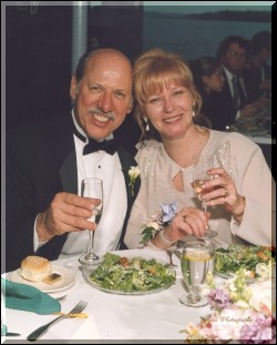 David & I toasting Kasia & Eric, May 1997