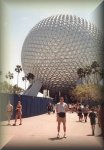 Todd in front of the Epcot golf ball