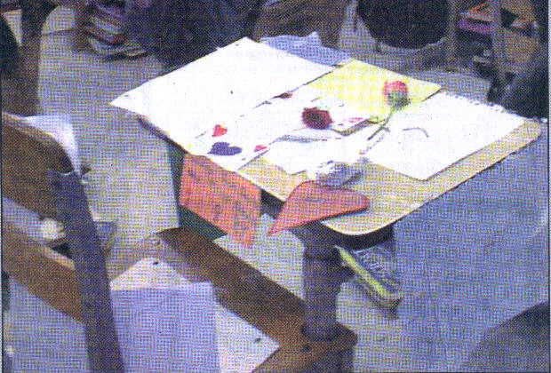 Joshua's desk in his class after the accident.