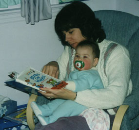 Mommy loves to read to Mira