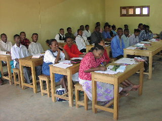 Bible school students studying personal evangelism