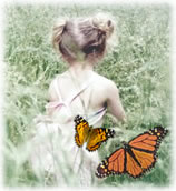 Girl in Field with Butterflies