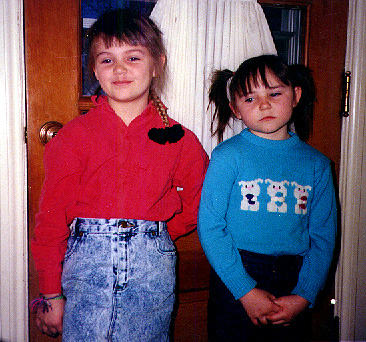 Amanda and Crystal dressed in new school clothes