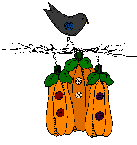 bird on pumpkins