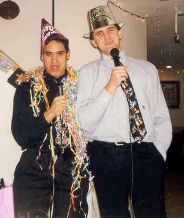 Ben and Mark doing the karaoke thing - after midnight.