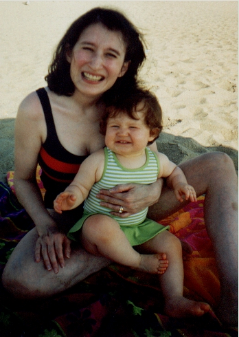 Emily and mama at the beach