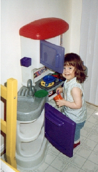 Emmy making 'coffee soup' in her kitchen