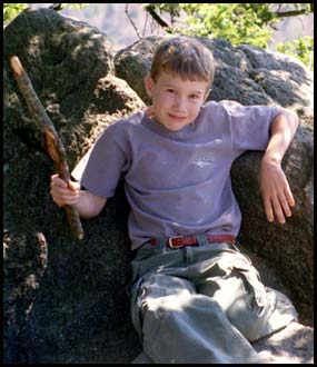 Buddy sitting on Waterrock Knob