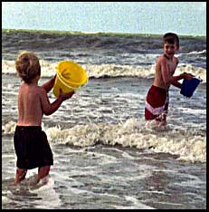 Playing at the ocean