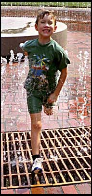 Jumping through the fountain