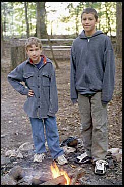 Buddy and John at the fire