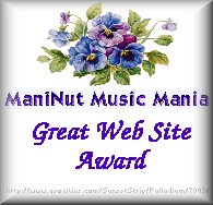 ManiNut Music Mania Great Web Site Award