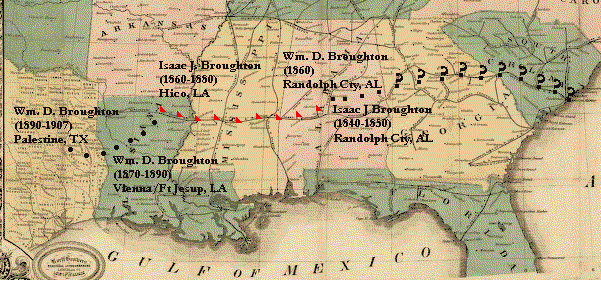 19th Century Map of SE U.S.