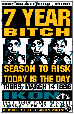 Photo of 7 Year Bitch concert poster from March 14, 1996