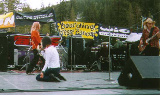 Elizabeth, Selene and Lisa Fay at the 1997 Boarding For Breast Cancer Benefit