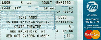 October 26, 1996, State Theatre, New Brunswick, NJ