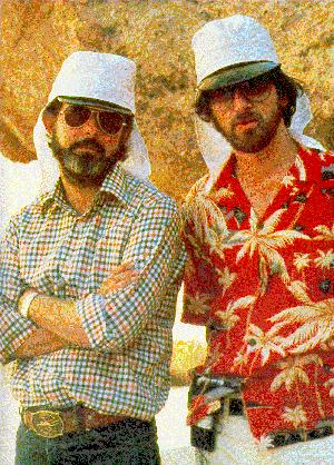 Steven Spielberg and George Lucas on the set of Raiders Of The Lost Ark