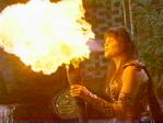 Xena, using yet another skill, "blowing" fire