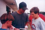 Keanu with boy fans