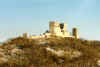 On the road to Lake Balaton, a ruined castle with the Hungarian flag flying