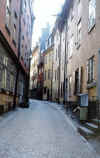 A cobbled street in Gamla Stan (the old city in Stockholm)