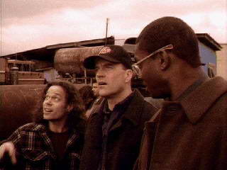 Jim, Simon, and Blair watch the crane (Vanishing Act)