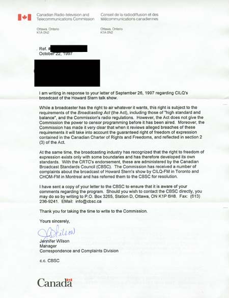 CRTC Letter