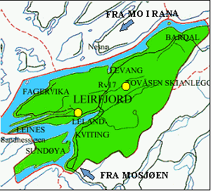 Kart over Leirfjord kommune