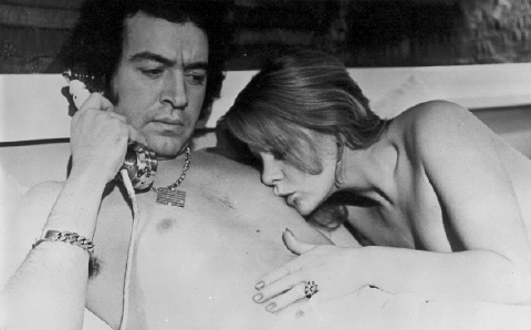 Mary & co-star Alan Lake share a private moment 
in 1978's The Playbirds